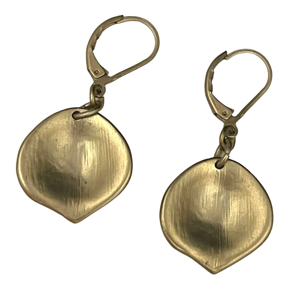 New Matte Gold Tone Earrings Leverback - 5U